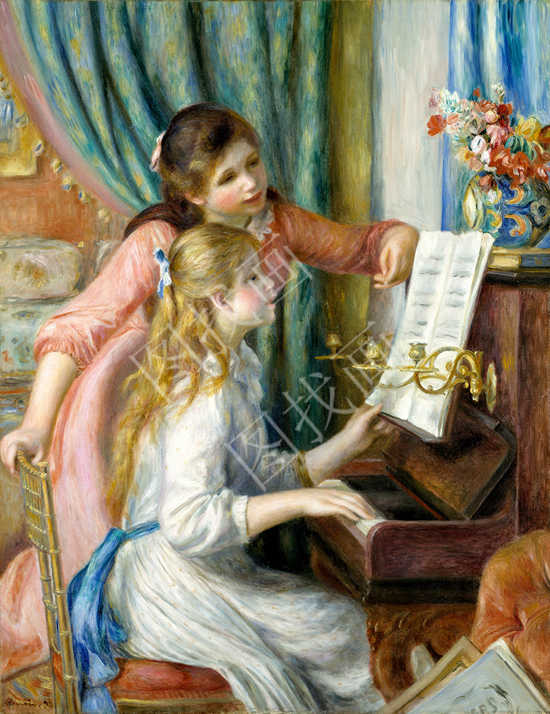 法国 雷诺阿 两个年轻的女孩在弹钢琴 47x61cm